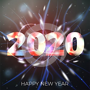 Vector New Year illustration with bright bokeh