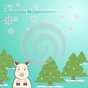 Vector new year illustration with pig symbol 2019