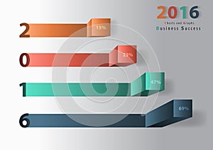 Vector 2016 new year modern business steps to success charts and graphs