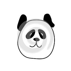 Vector New Year panda in doodle style.One simple bear.Illustration animal for Chinese