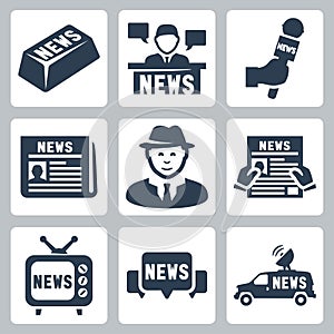 Vector news and journalism icons set photo