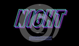 Vector night 3d line font neon style modern typography