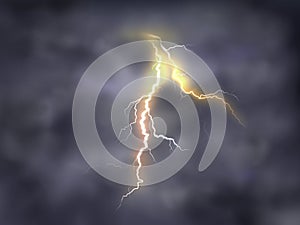 Vector night background with thunderbolt