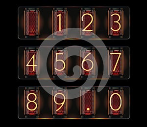 Vector nixie tube with digits