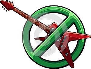 vector No Electric Guitar Sign on White Background