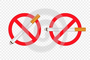 Vector No Smoking Area Sign, Symbol, Label Set Isolated. Realistic 3d Cigarette. Do Not Smoke Here. May 31st World No