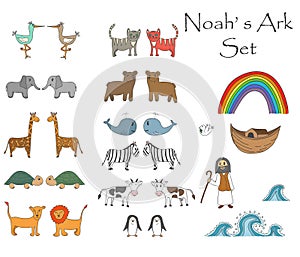 Vector Noah`s Ark Set with animals photo