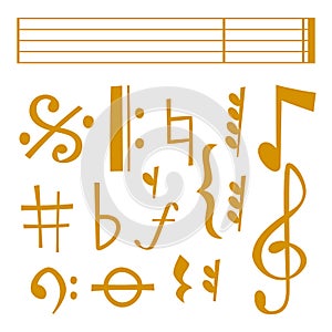 Vector notes music melody colorful musician symbols sound melody text writing audio symphony