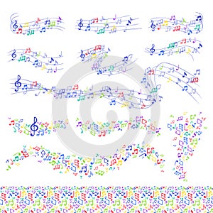 Vector notes music melody colorfull musician symbols melody text writting symphony