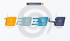 Vector number infographic template composed of 4 rounded squares