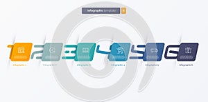 Vector number infographic template composed of 6 rounded squares