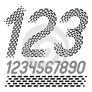 Vector numbers, modern numerals set. Rounded bold italic retro n