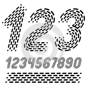 Vector numbers, modern numerals set. Rounded bold italic retro n