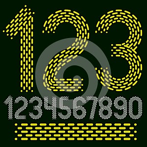 Vector numbers, modern numerals set. Rounded bold retro numeration from 0 to 9 can be used for logo creation. Made using rhythmic