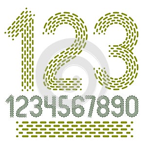 Vector numbers, modern numerals set. Rounded bold retro numeration from 0 to 9 can be used for logo creation, press. Made using r