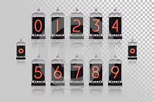 Vector numbers for vintage steampunk style lamp clock.