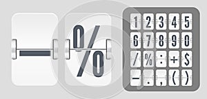 Vector Numeric template for your design. Set of flip scoreboard with numbers and symbols for white countdown timer
