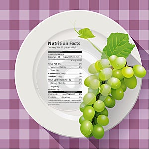 Vector of Nutrition facts Green grapes