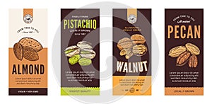 Vector nuts labels in modern style
