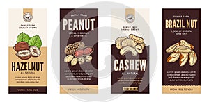 Vector nuts labels in modern style