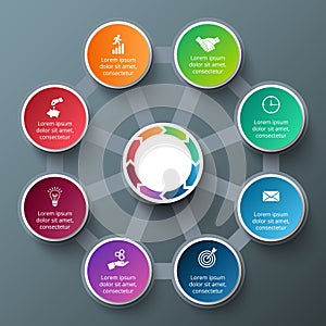 Vector octagon with circles for infographic.