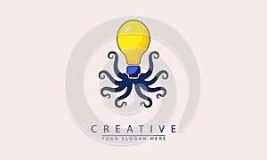 vector octopus light bulb logo