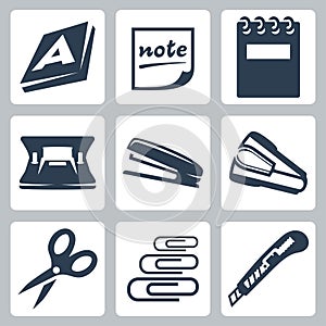 Vector office stationery icons set