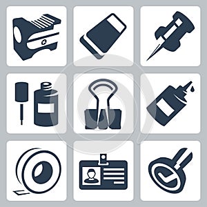 Vector office stationery icons set