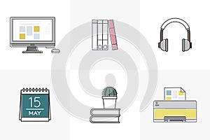 Vector of office supplies equipments