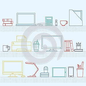 Vector of office supplies equipments