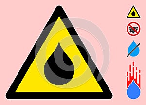 Vector Oil Drop Warning Triangle Sign Icon