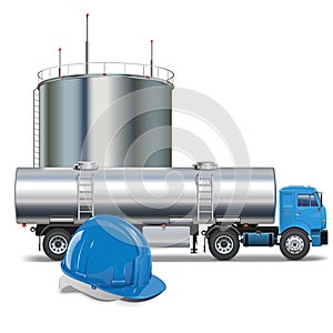Vector Oil Industry Concept with Tank Truck
