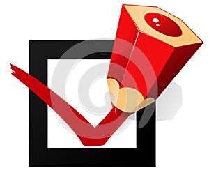 Vector ok sign with red pencil