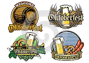 Oktoberfest badge design collection in full colored photo