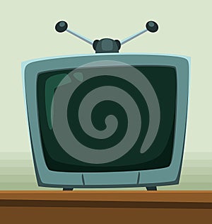 Vector old cartoon common typical television template with antenna
