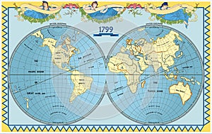 Vector old globe with nymphs