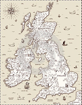 Vector old map, Great Britain