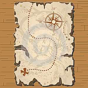 Vector old parchament. Treasure map.