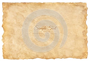 Vector old parchment paper sheet vintage aged or texture isolated on white background