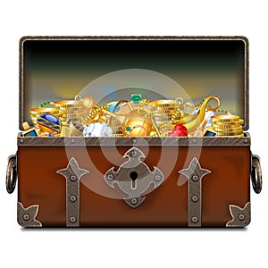 Vector Old Pirate Forged Chest with Gold