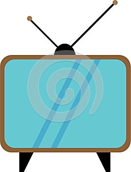 Vector of an old television with blue color screen