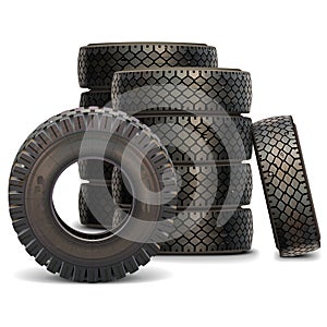 Vector Old Truck Tire Set