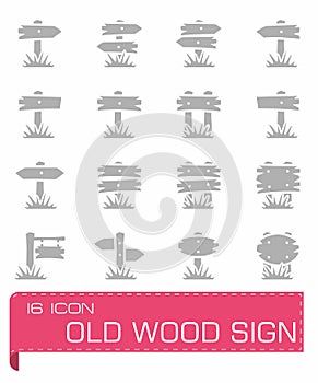 Vector Old wood sign icon set