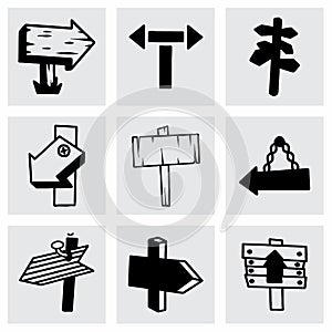 Vector old wood sign icon set