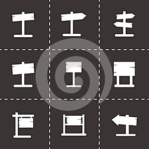 Vector old wood sing icon set