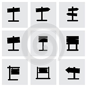 Vector old wood sing icon set