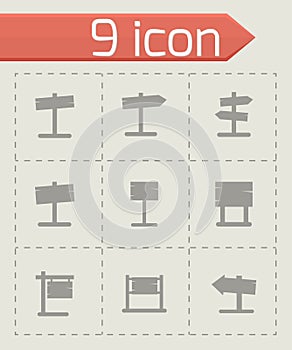 Vector old wood sing icon set
