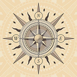 Vector oldstyle wind rose compass