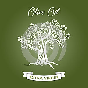 Vector Olive Tree for Label Olive Oil Pack