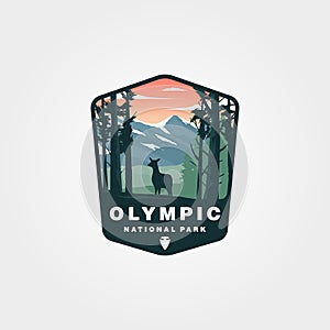 Vector of olympic national park logo patch symbol illustration design, american national park emblem design photo